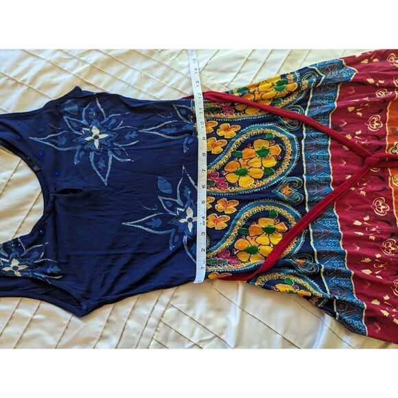 Desigual sleeveless knit tank dress sz sm euc red yellow and blue - Picture 5 of 6